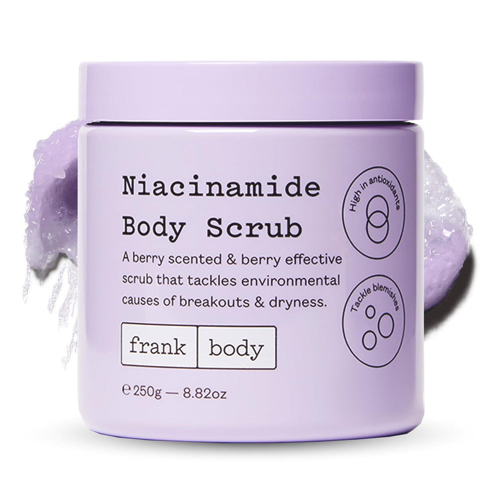frank body niacinamide body scrub foamy texture for gentle exfoliation and smoother skin