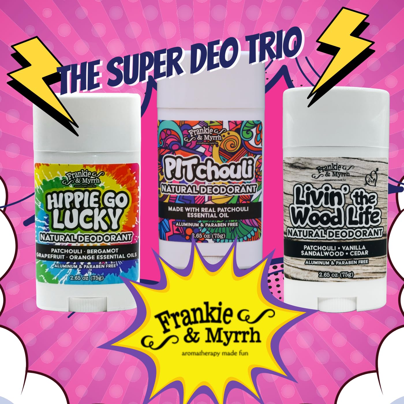 Frankie & Myrrh Hippie Go Lucky scent demonstrates a lively, carefree deodorant option.