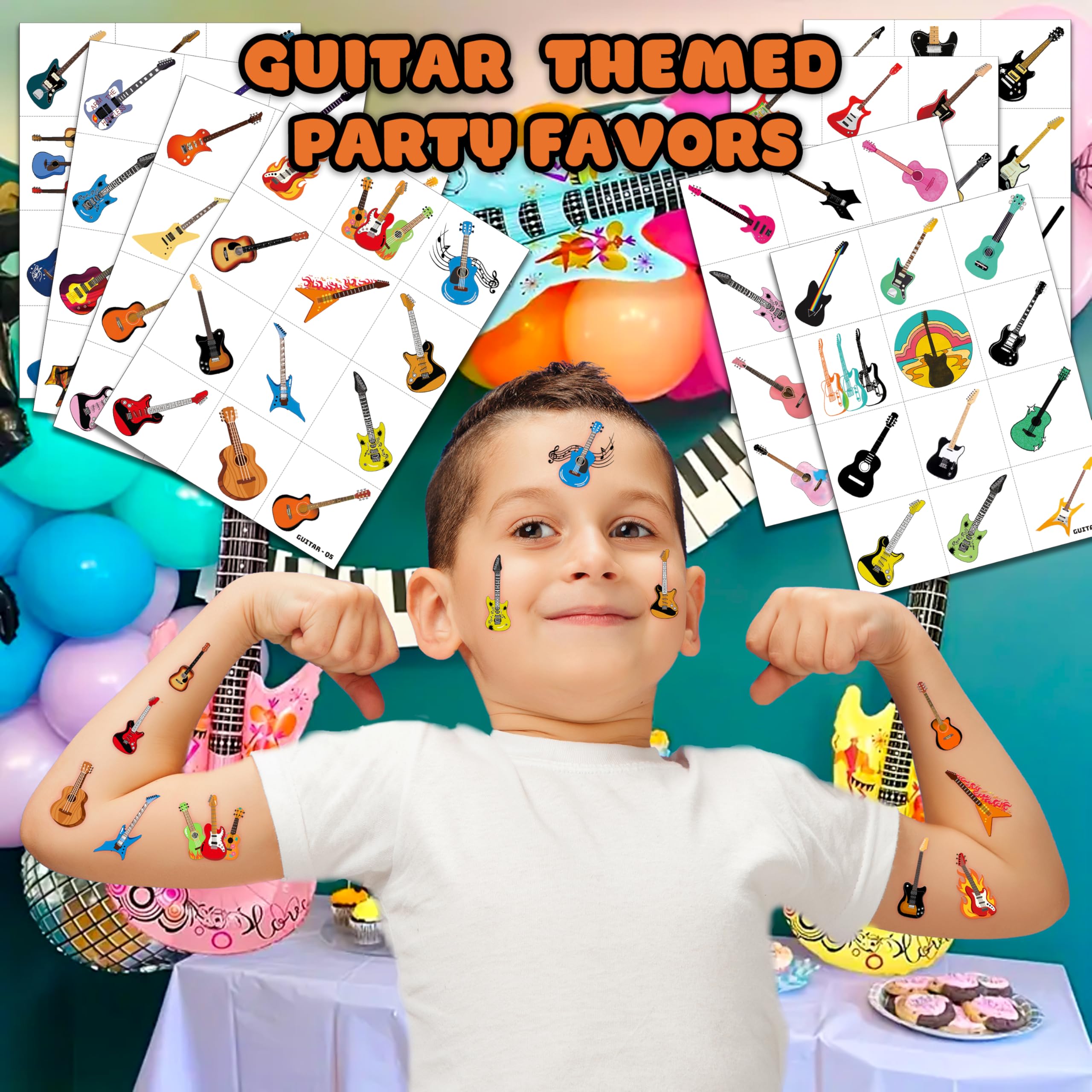Frawharmone Love Guitar tattoos sheet supports creative party photo moments.