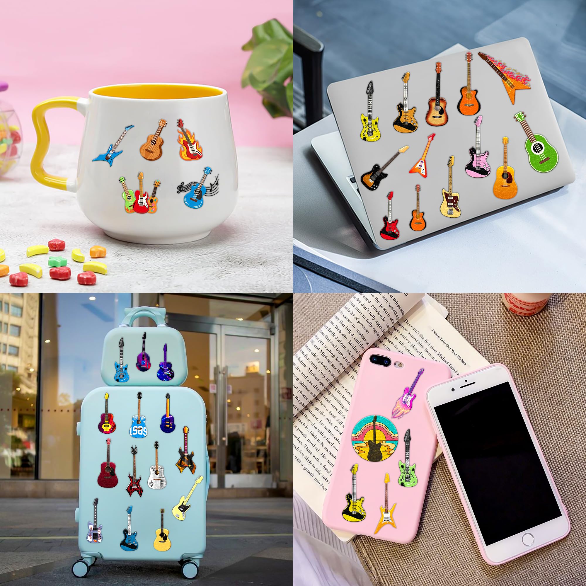 Frawharmone Love Guitar tattoos sheet showcases colorful designs for rewards and games.