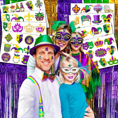 Frawharmone Mardi Gras crown-pattern tattoos perfect for classroom prizes