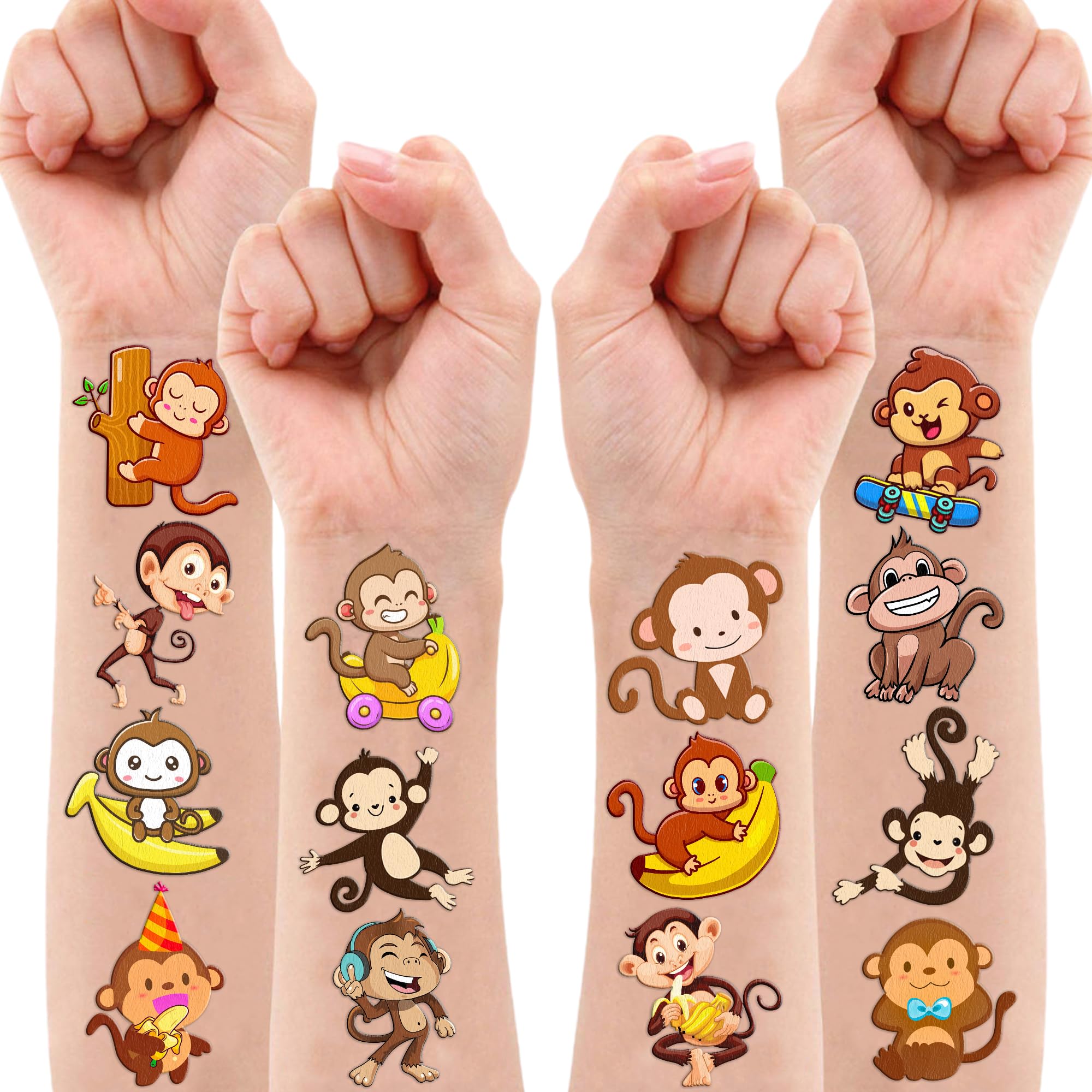 Frawharmone monkey tattoos great as carnival prizes and party loot.