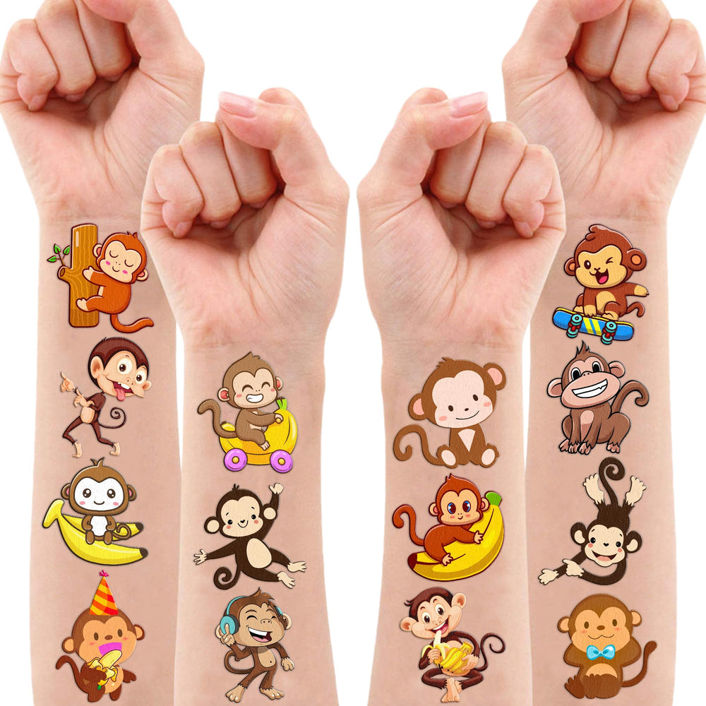 Frawharmone monkey tattoos great as carnival prizes and party loot.