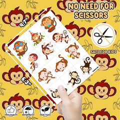 Frawharmone monkey tattoos smiling monkeys for kids' events.