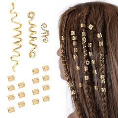 FRDTLUTHW gold dreadlock beads decorating braided hair for an elegant look