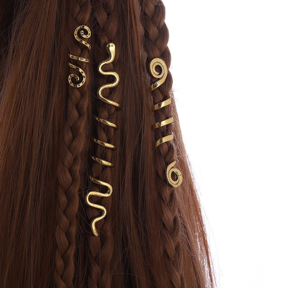 FRDTLUTHW overview of loc jewelry on multiple braids in gold