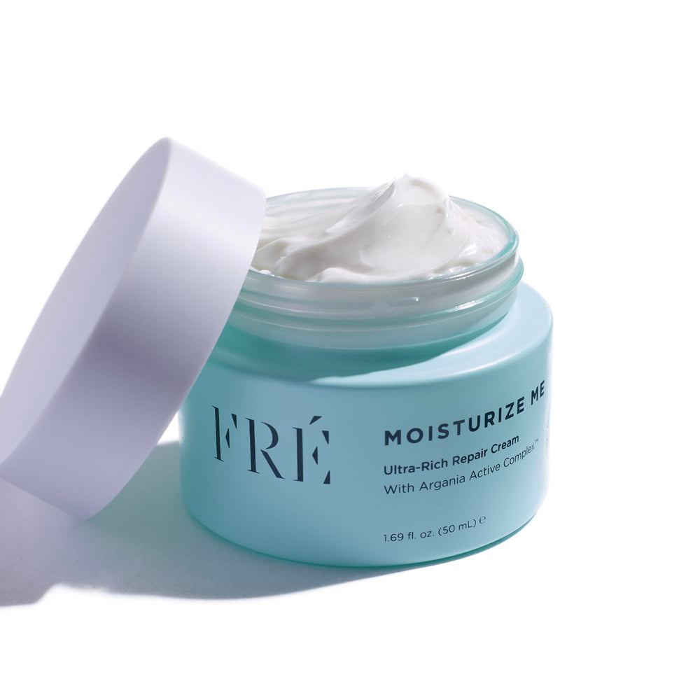 FRÉ Ultra-Rich Repair Cream jar close-up showing creamy texture for instant hydration.