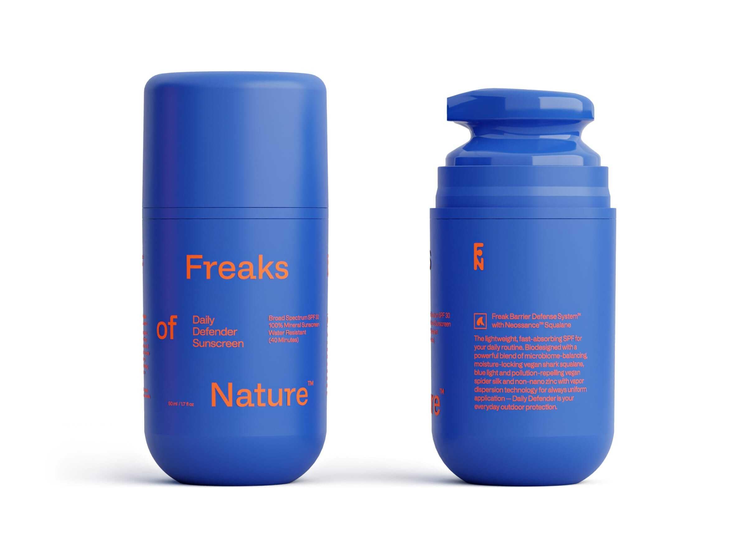 Freaks of Nature Daily Defender SPF 30 bottle for lightweight daily protection.
