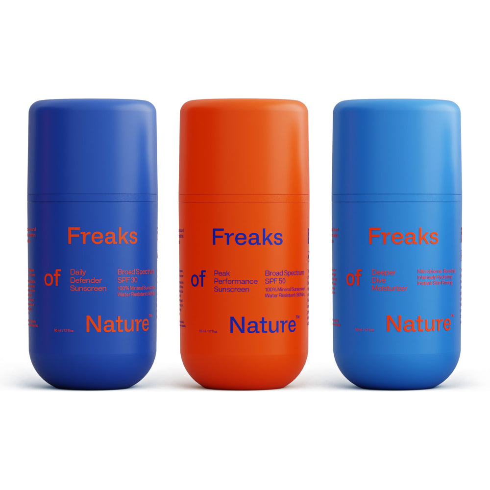 Freaks of Nature Deeper Dive Serum bottle shows hydrating, lightweight formula for all skin types