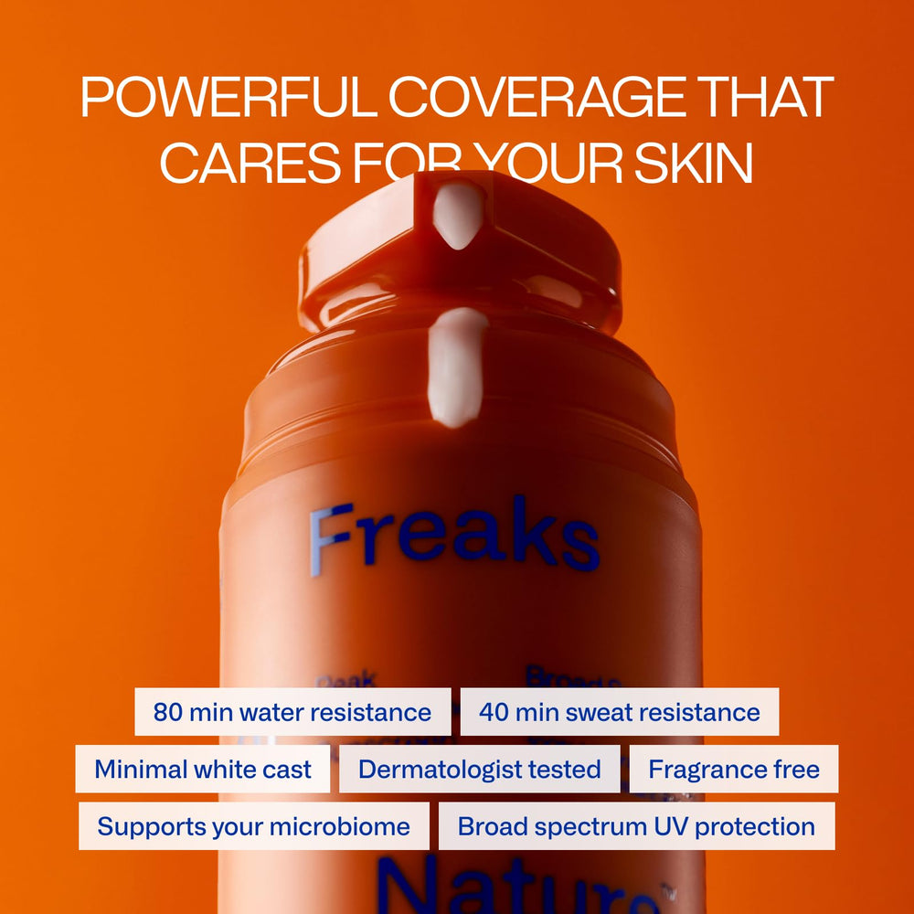 Freaks of Nature Peak Performance SPF 50 texture-swirl shows fast absorption