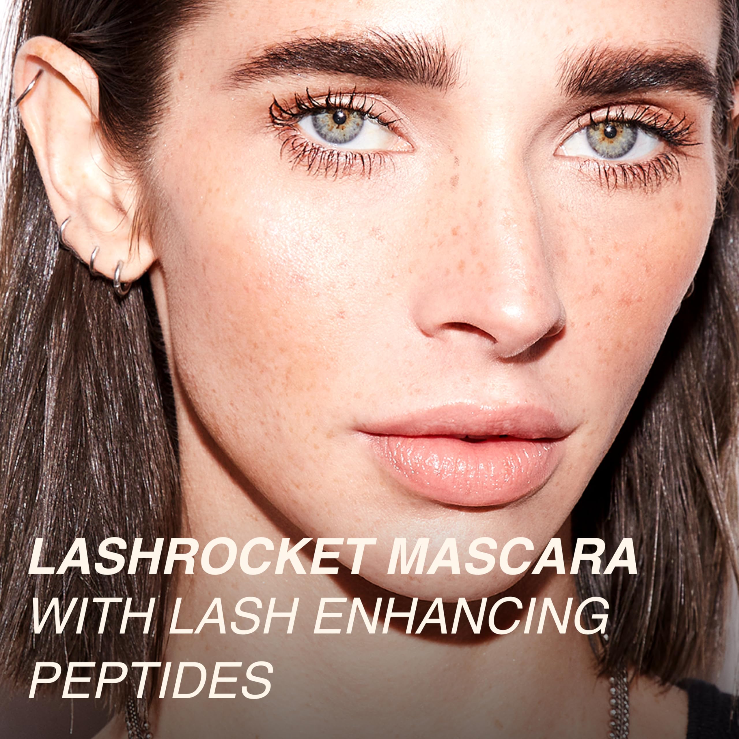 Freck Beauty LASHROCKET mascara brush detail showing smooth, clump-free application.