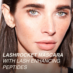 Freck Beauty LASHROCKET mascara brush detail showing smooth, clump-free application.
