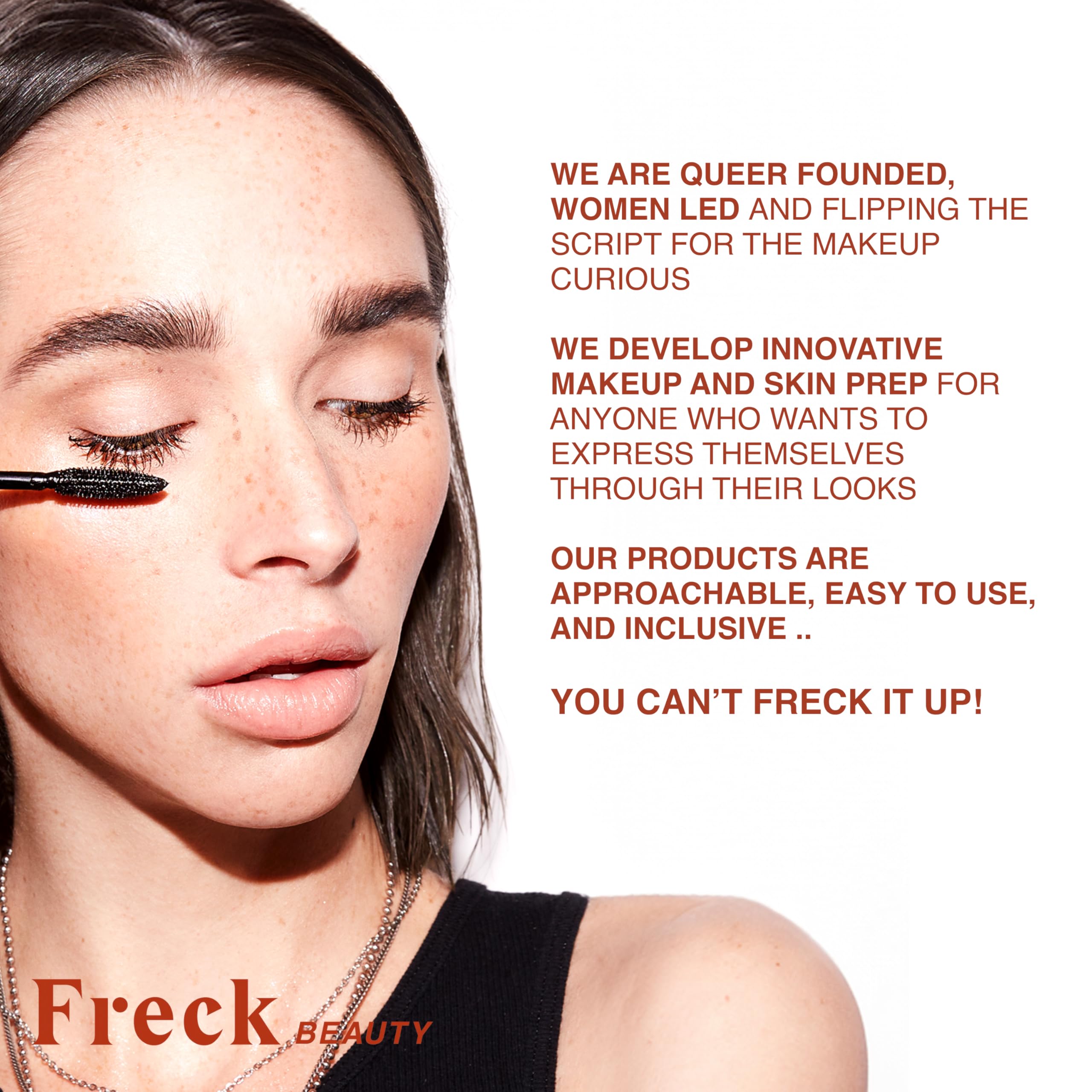 Freck Beauty LASHROCKET side-view captures sleek tube and portability.