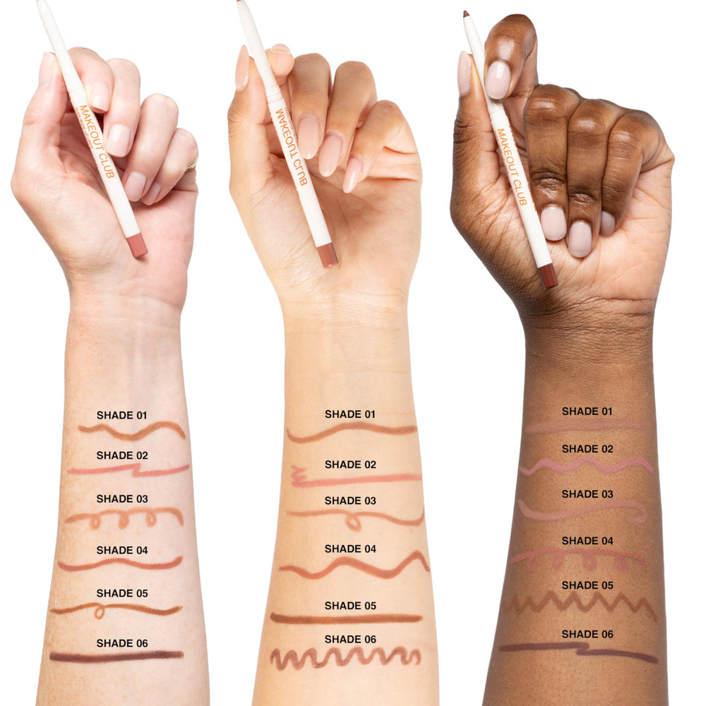 Freck Beauty Makeout Club Lip Liner smudge-resistant pencil in use.