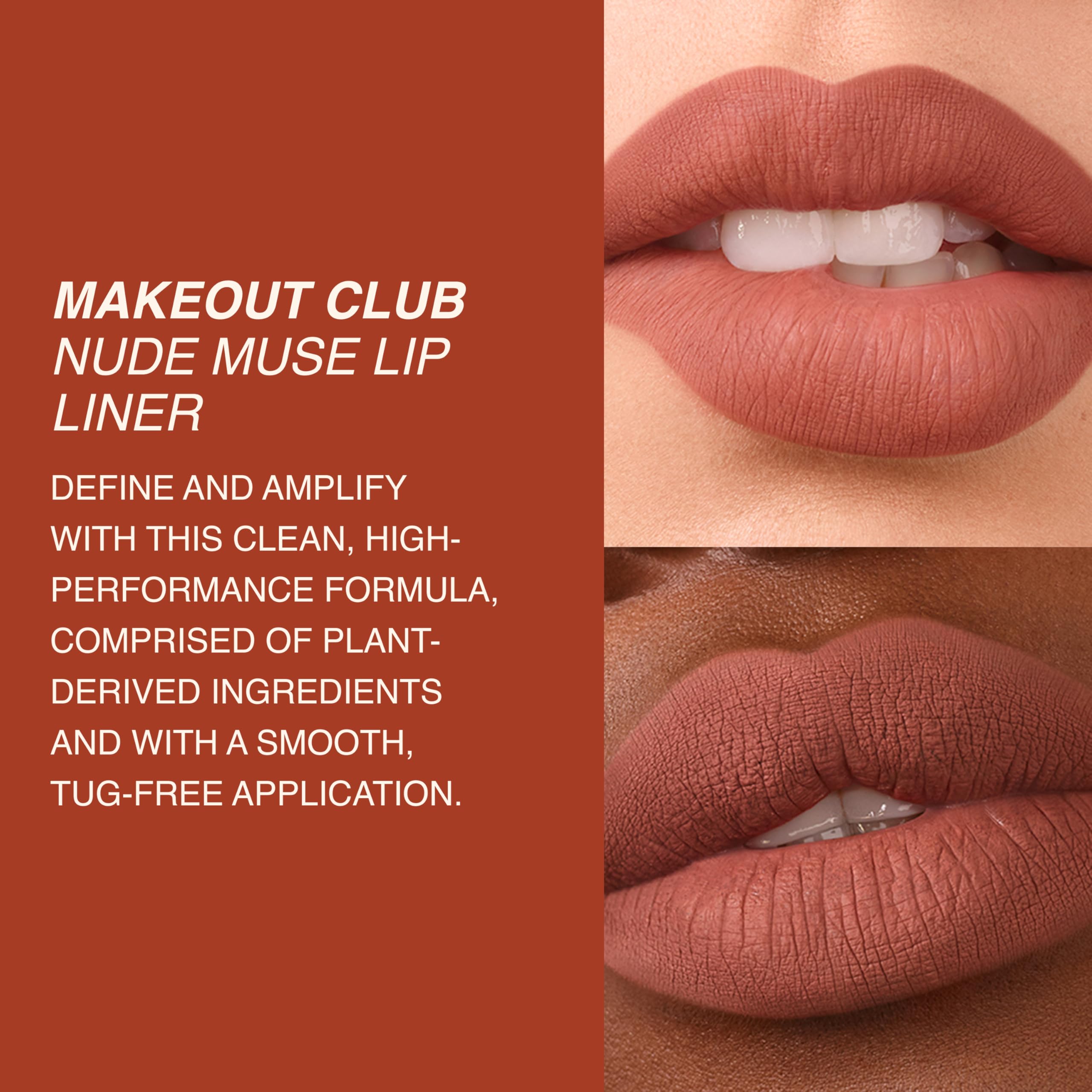 Nude Muse lip liner swatch shown as a base under soft blur lip color