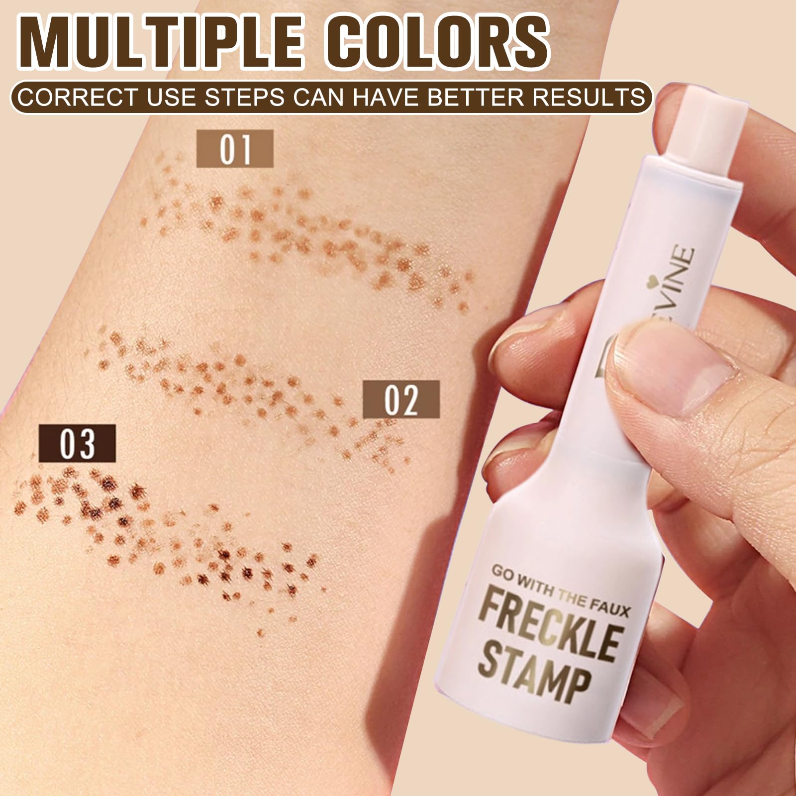 Freckle Stamp daily use application close-up for everyday beauty
