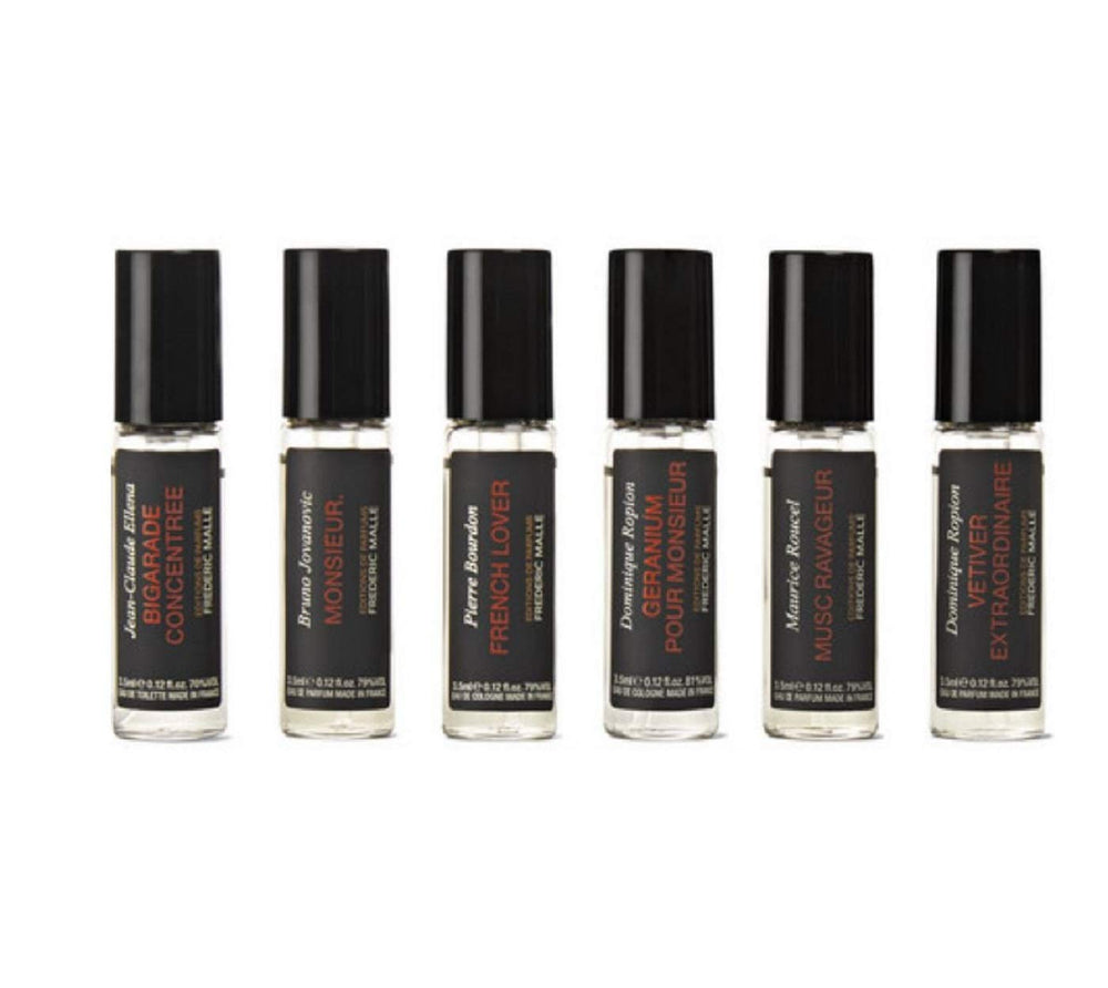 Frederic Malle Essential Collection for Men bottle close-up, elegant packaging for everyday refinement.