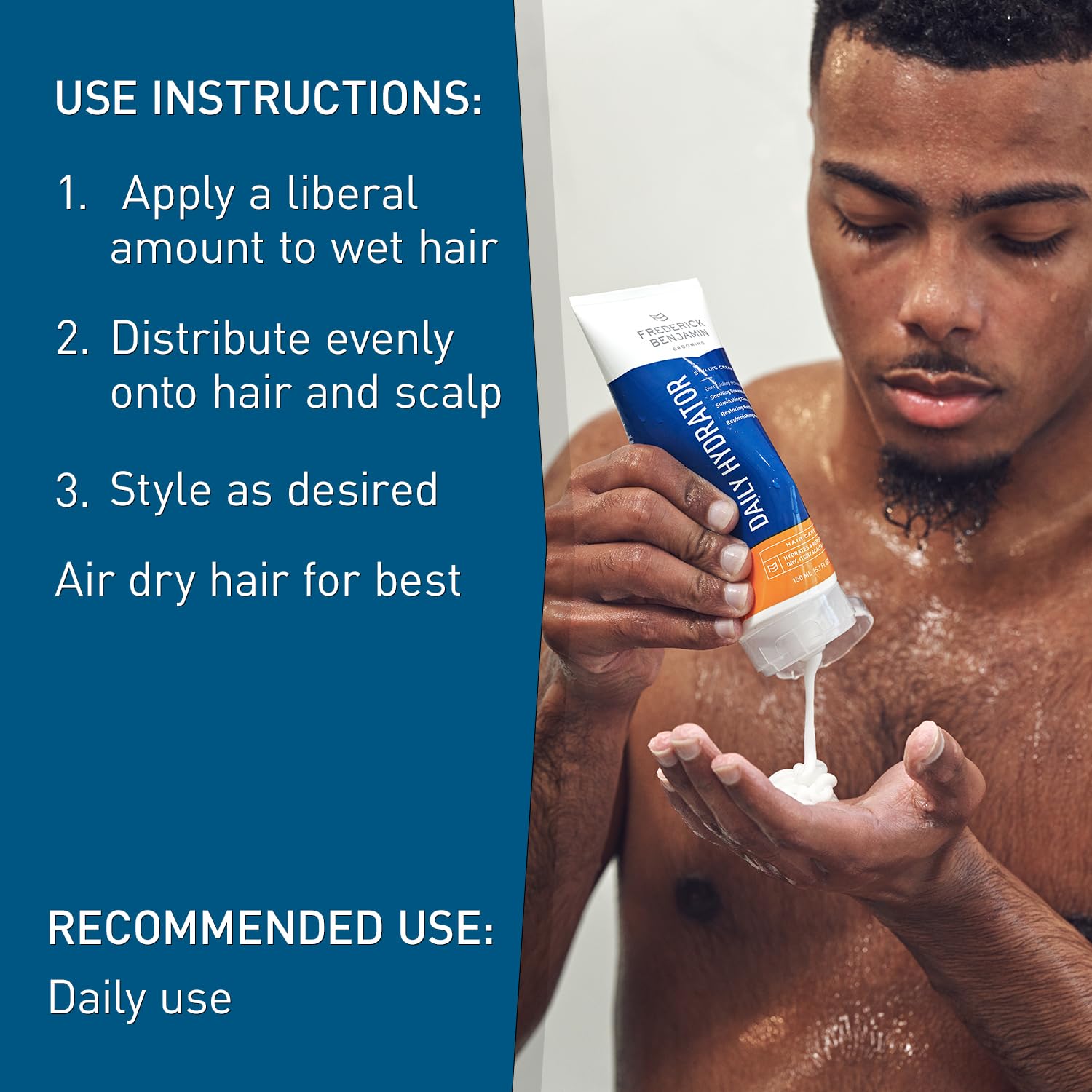 Frederick Benjamin Daily Hydrator ingredients label highlights paraben and sulfate free formula