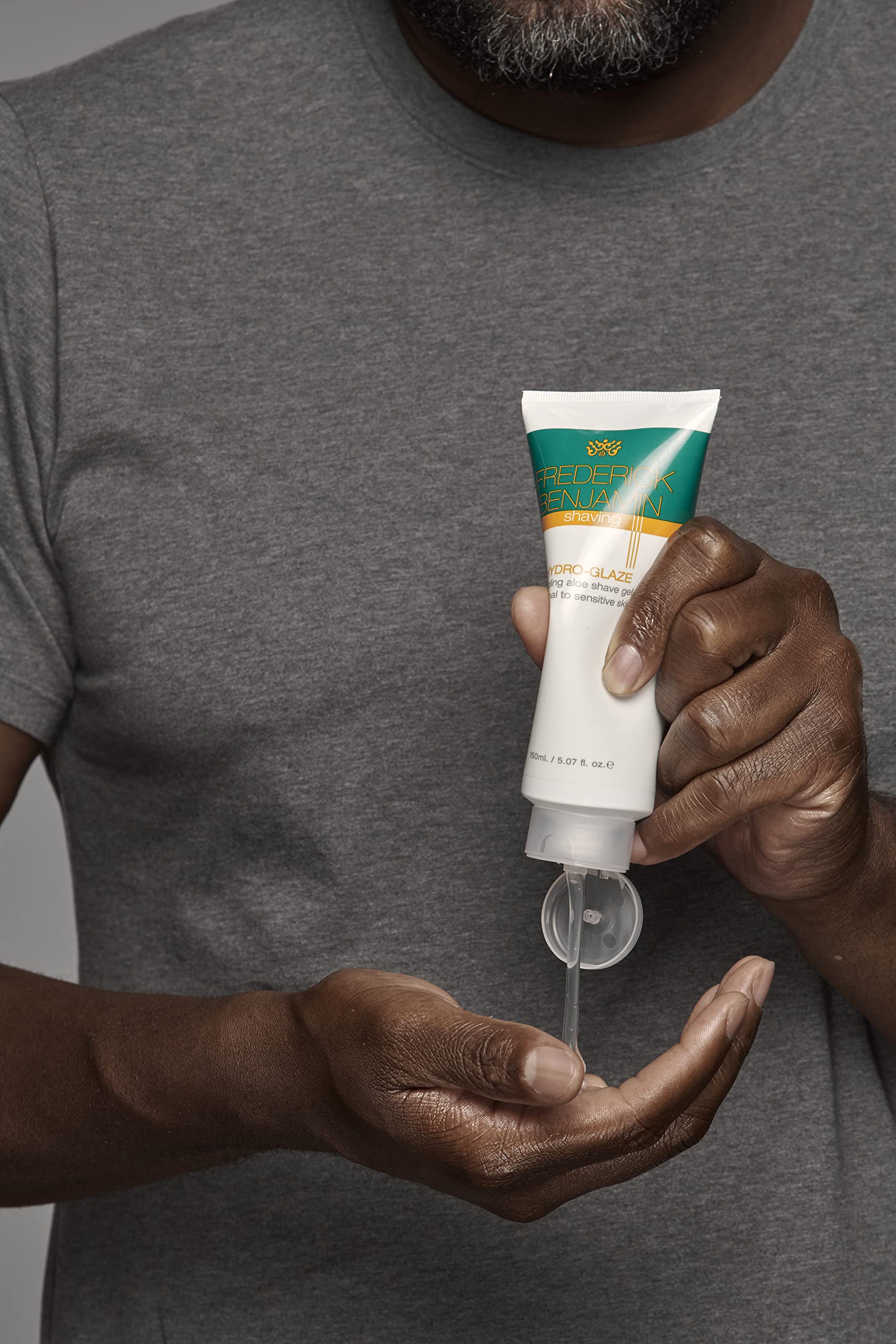 Frederick Benjamin shave gel foam close-up shows rich texture that cushions skin.