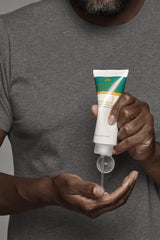 Frederick Benjamin shave gel foam close-up shows rich texture that cushions skin.