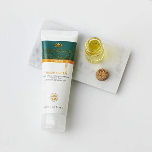 Frederick Benjamin Post Shave Hydrating Lotion label close-up showcasing natural ingredients