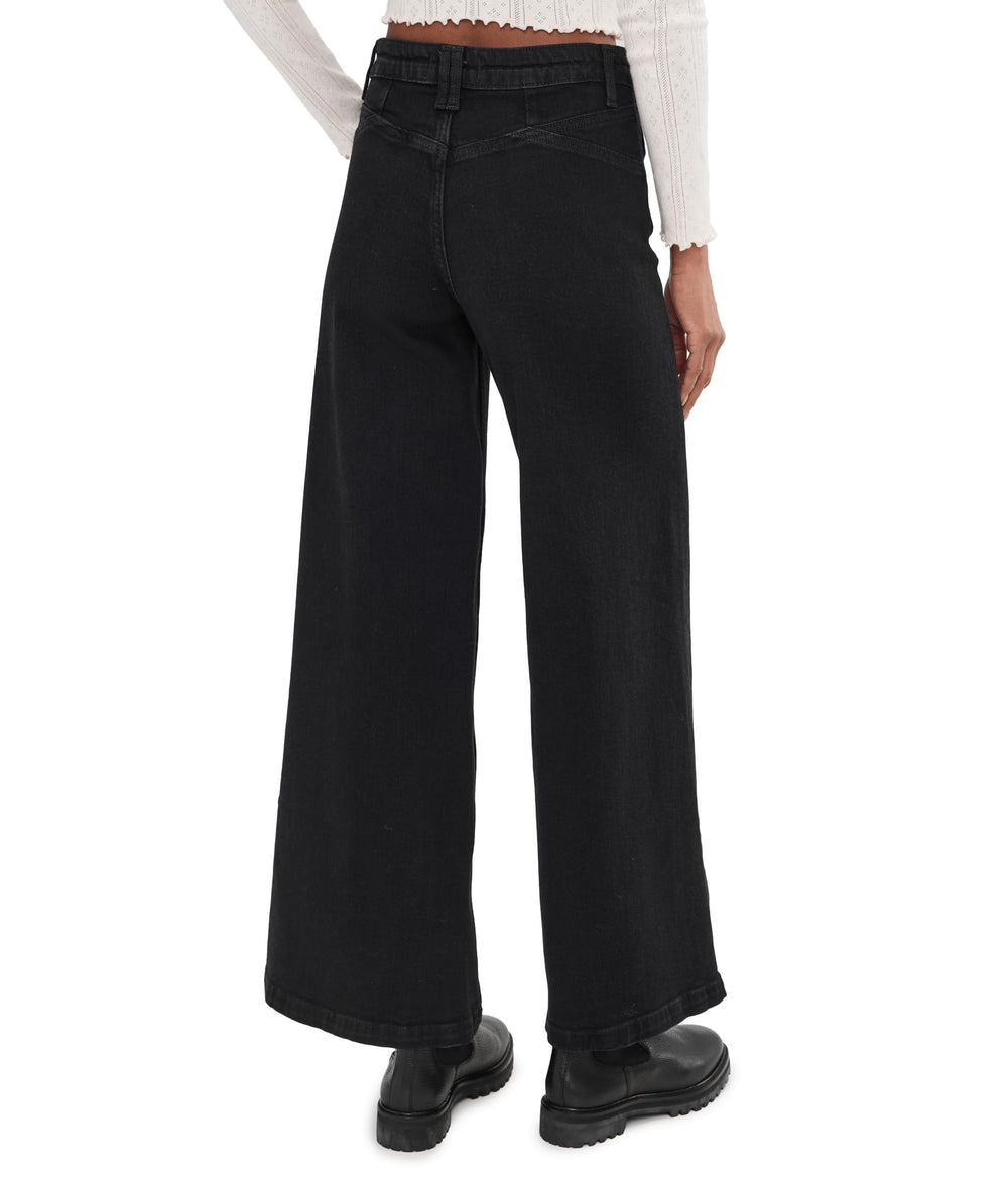 Free People Kellee High-Rise Palazzo waist detail highlighting flattering high-rise fit.