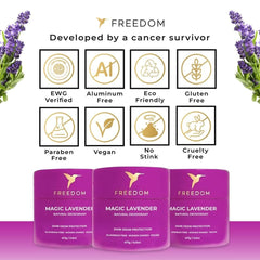 Freedom formula highlights coconut oil and moringa butter for smooth, gentle application