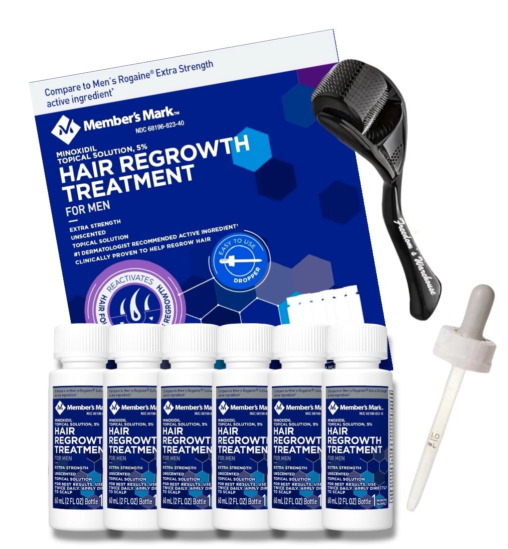 Freedom's Warehouse minoxidil 5% dropper application targets the scalp with precision.