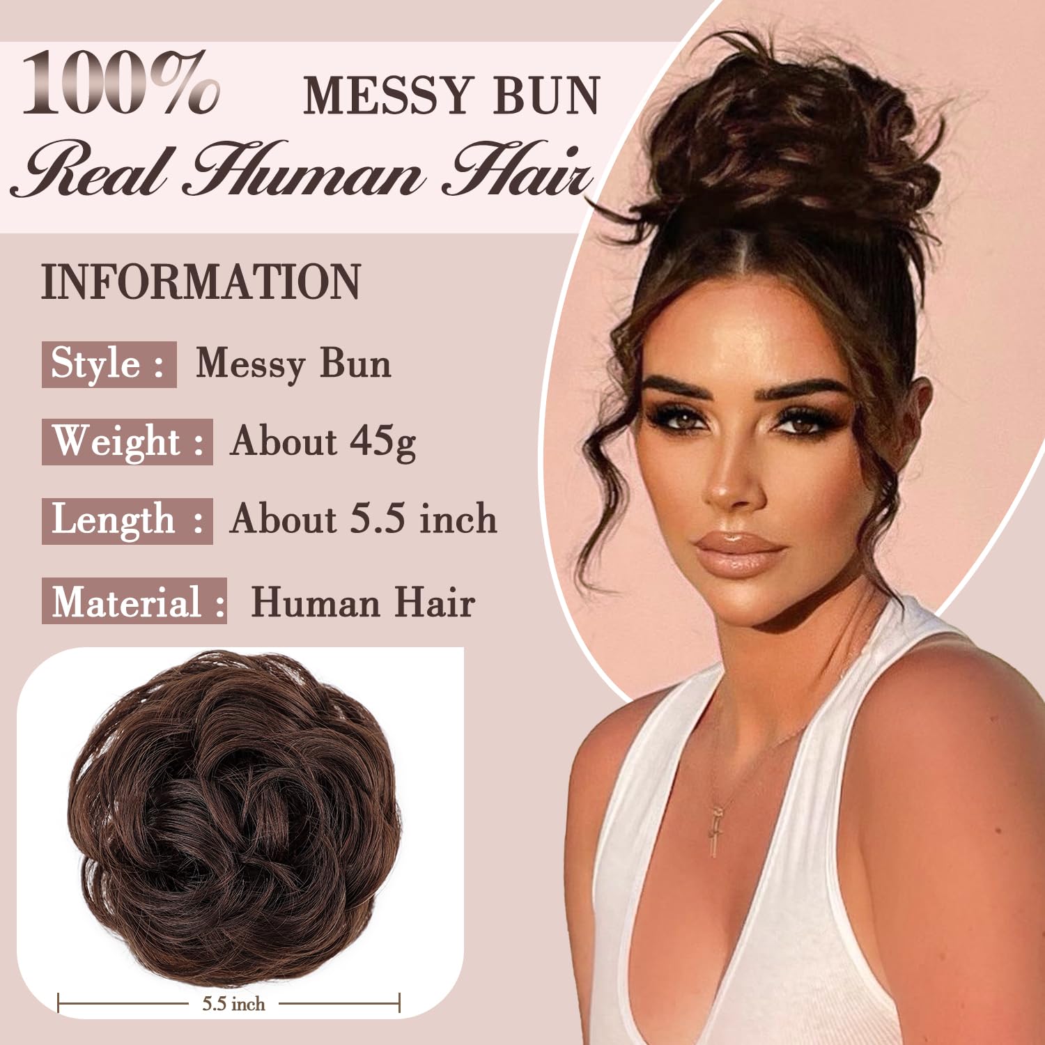 FREEMEIGE 100% human hair messy bun blends seamlessly with natural shine.