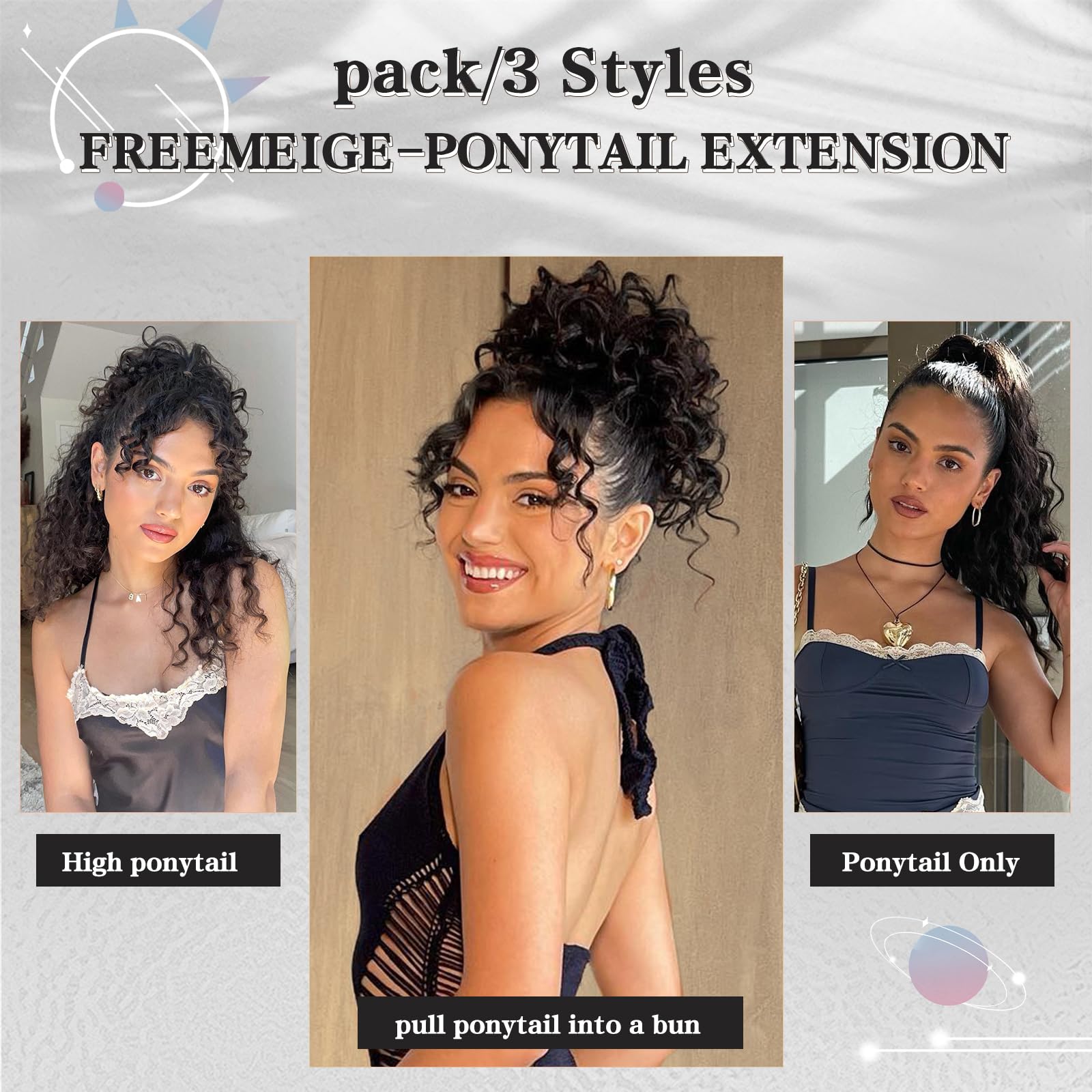 FREEMEIGE ponytail extension for Black women with curly waves for versatile looks