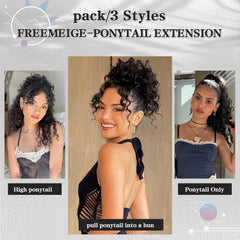 FREEMEIGE ponytail extension for Black women with curly waves for versatile looks