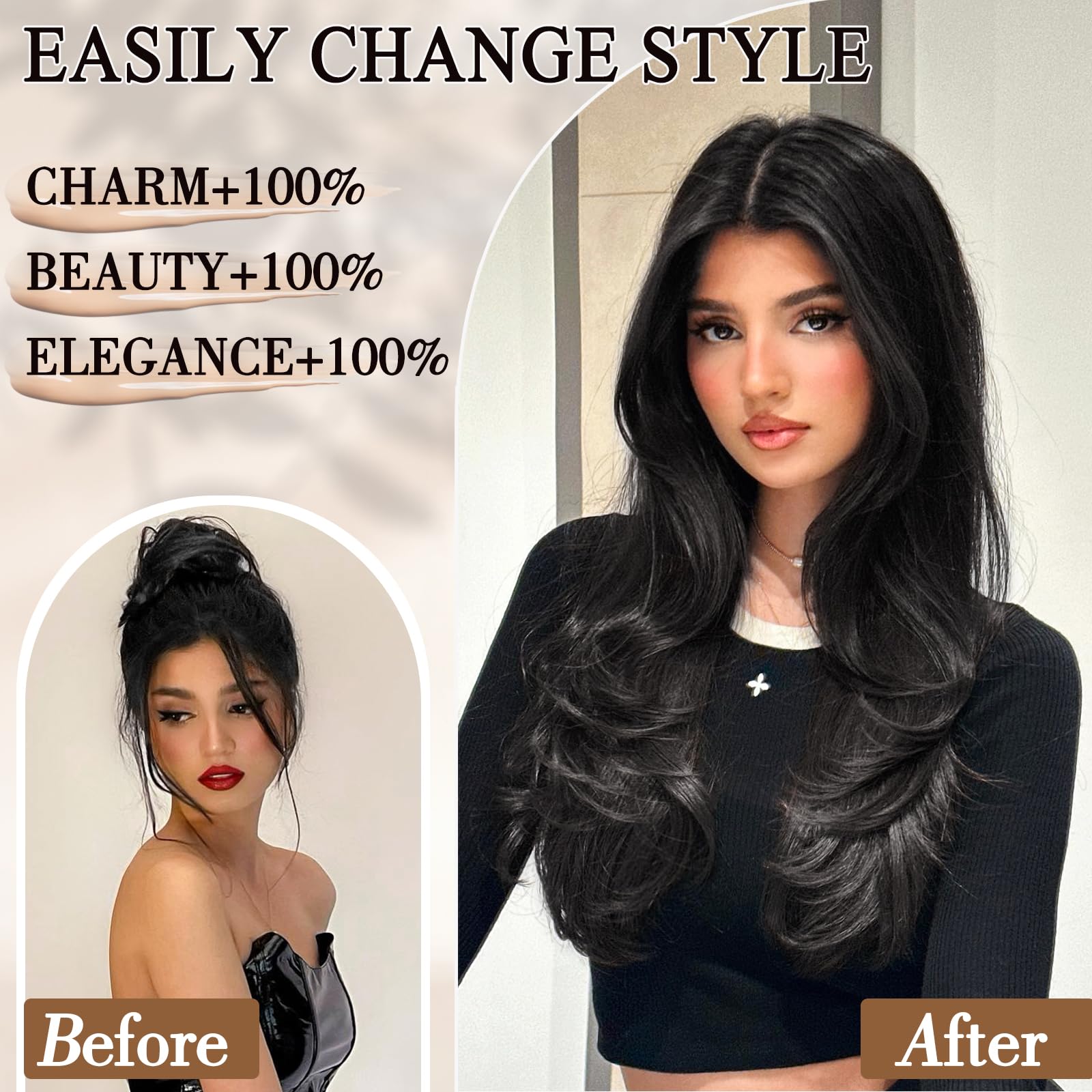 FREEMEIGE 3-clip 20-inch piece designed to add length and fullness.