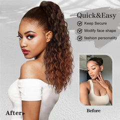 FREEMEIGE 20-inch long curly ponytail for natural movement and fullness