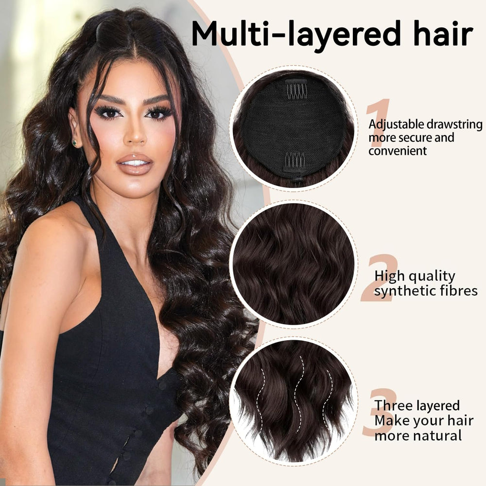 Long, soft, lightweight FREEMEIGE ponytail with smooth texture.