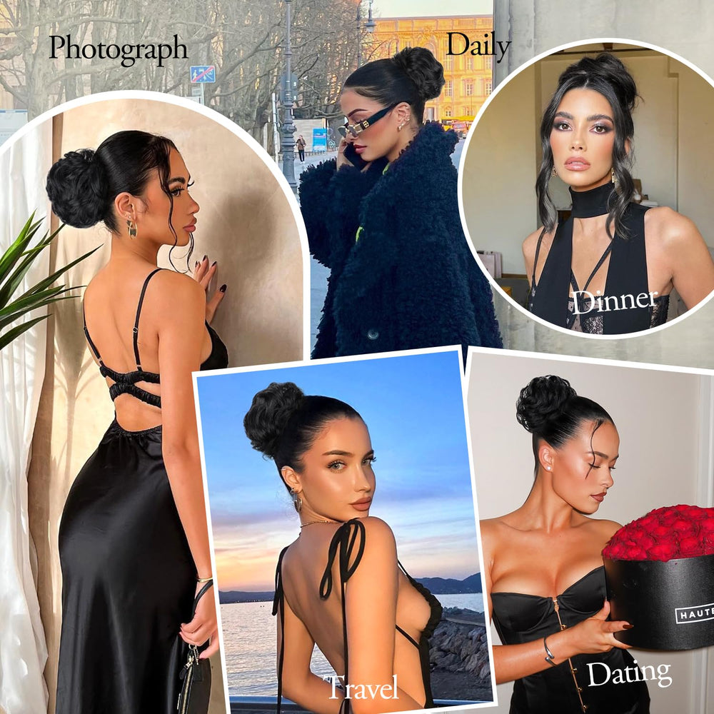 FREEMEIGE Messy Bun easy to attach and remove for busy days.