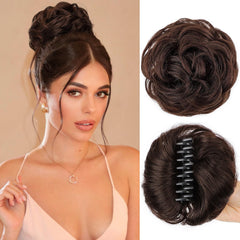 FREEMEIGE messy bun hair piece clip offers instant volume and natural texture.