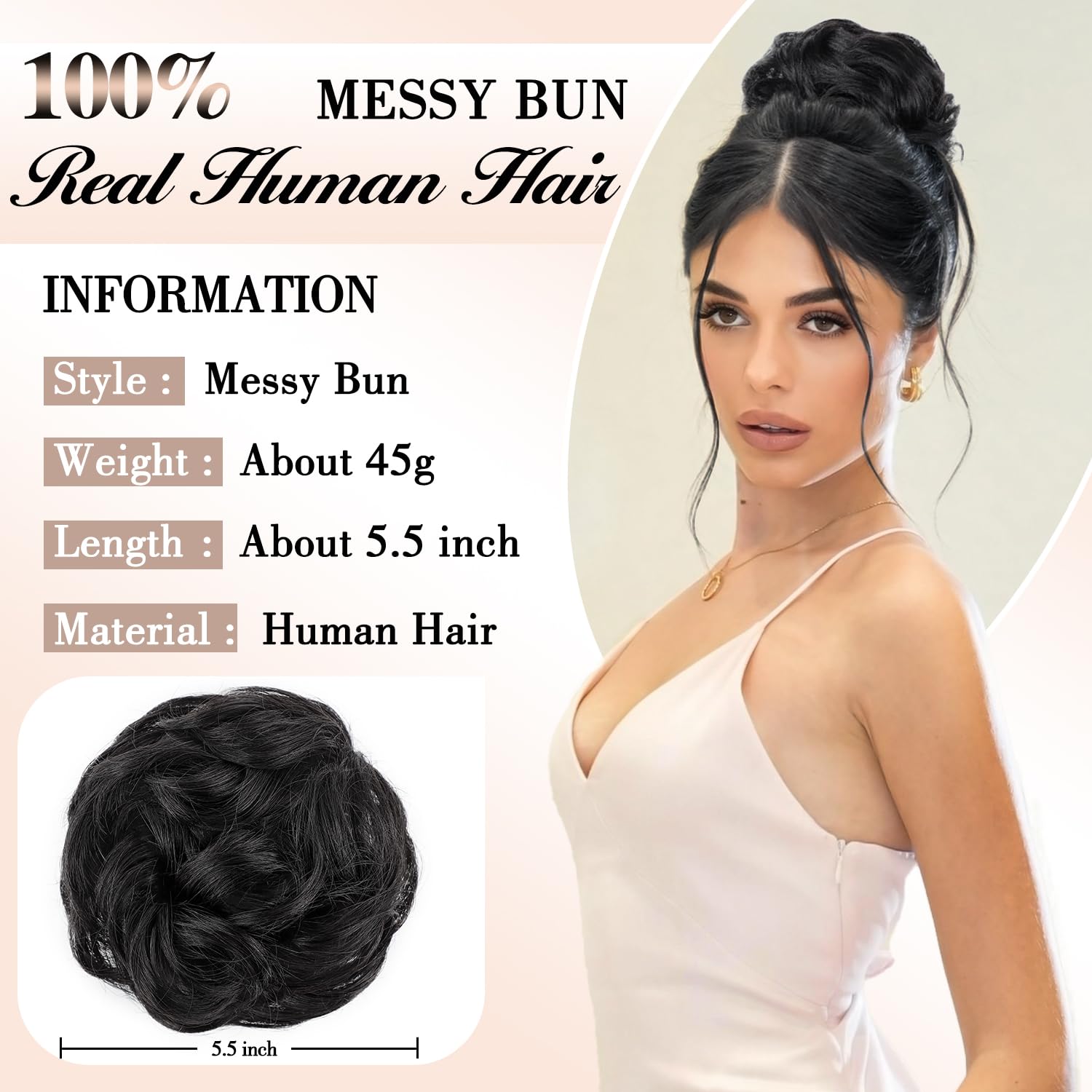 FREEMEIGE Messy Bun soft texture for natural-feeling hair extension.
