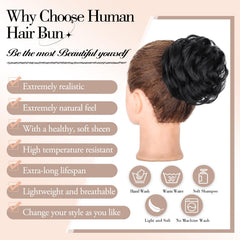FREEMEIGE Messy Bun with a wavy curly look for casual chic style.