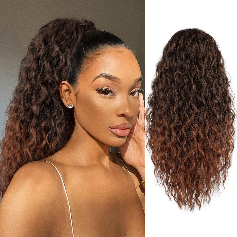 FREEMEIGE ponytail extension with drawstring for quick, secure wear and instant volume