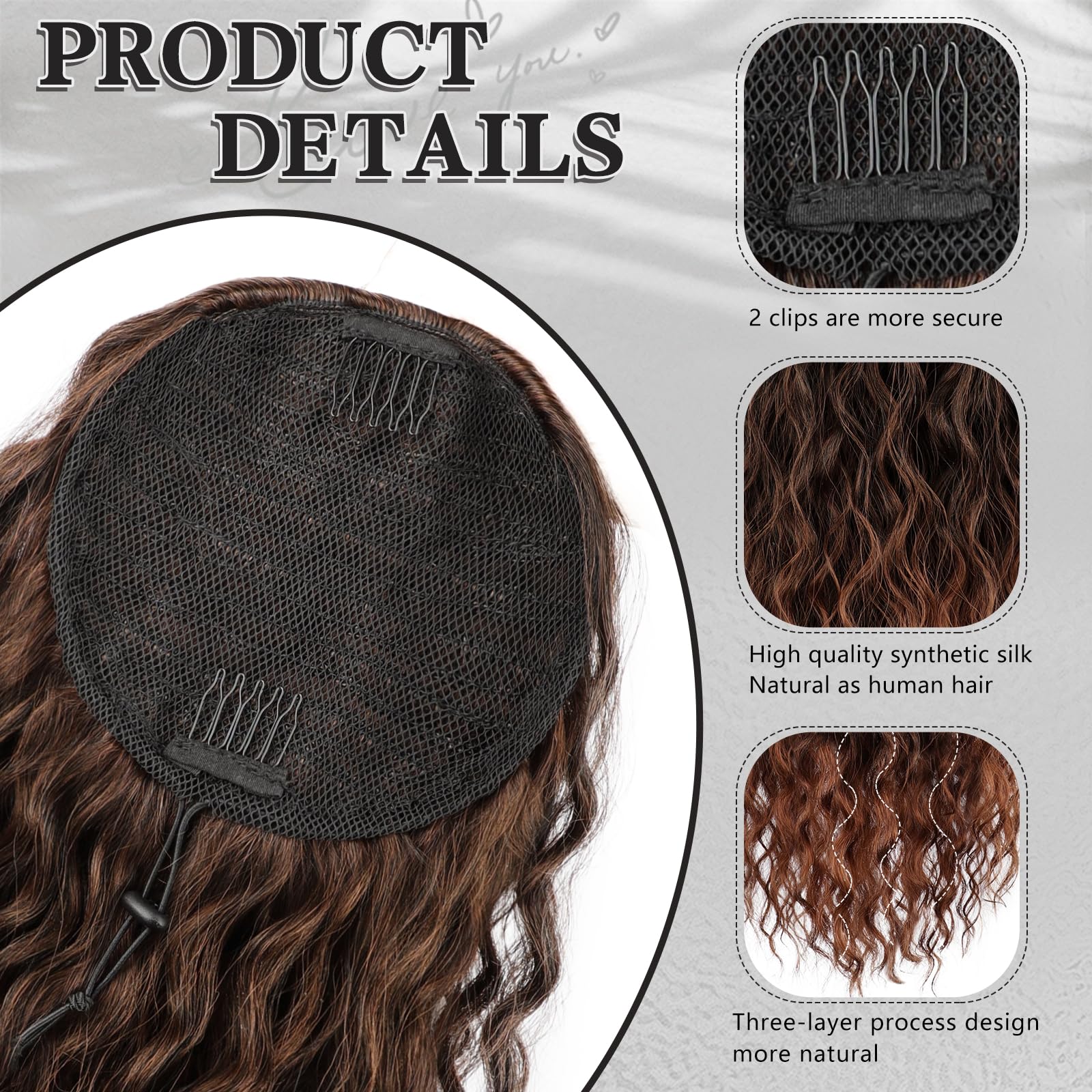 FREEMEIGE synthetic clip-in ponytail with clips for durable attachment