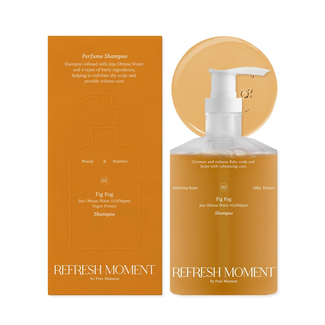 Freemoment Perfume Shampoo bottle closeup with vegan formula for daily use