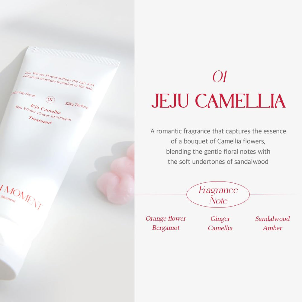 FREEMOMENT Refresh Moment Hair Treatment bottle with jojoba oil droplets for deep hydration.