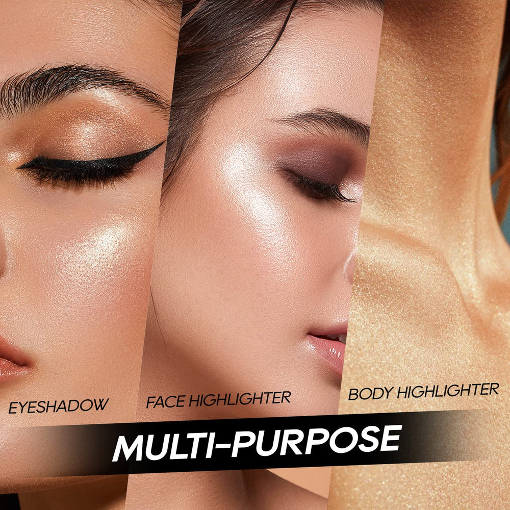 FREEORR Baked Highlighter Twilight Purple swatch adds cool-toned shimmer for drama.