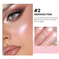 Freeorr Mermaid Pink highlighter swatches reveal pearly finish on the skin.