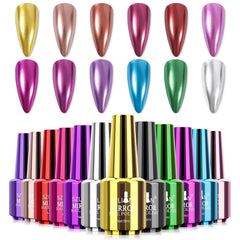 FREEORR mirror nail polish collection in 12 colors for versatile DIY nail art.