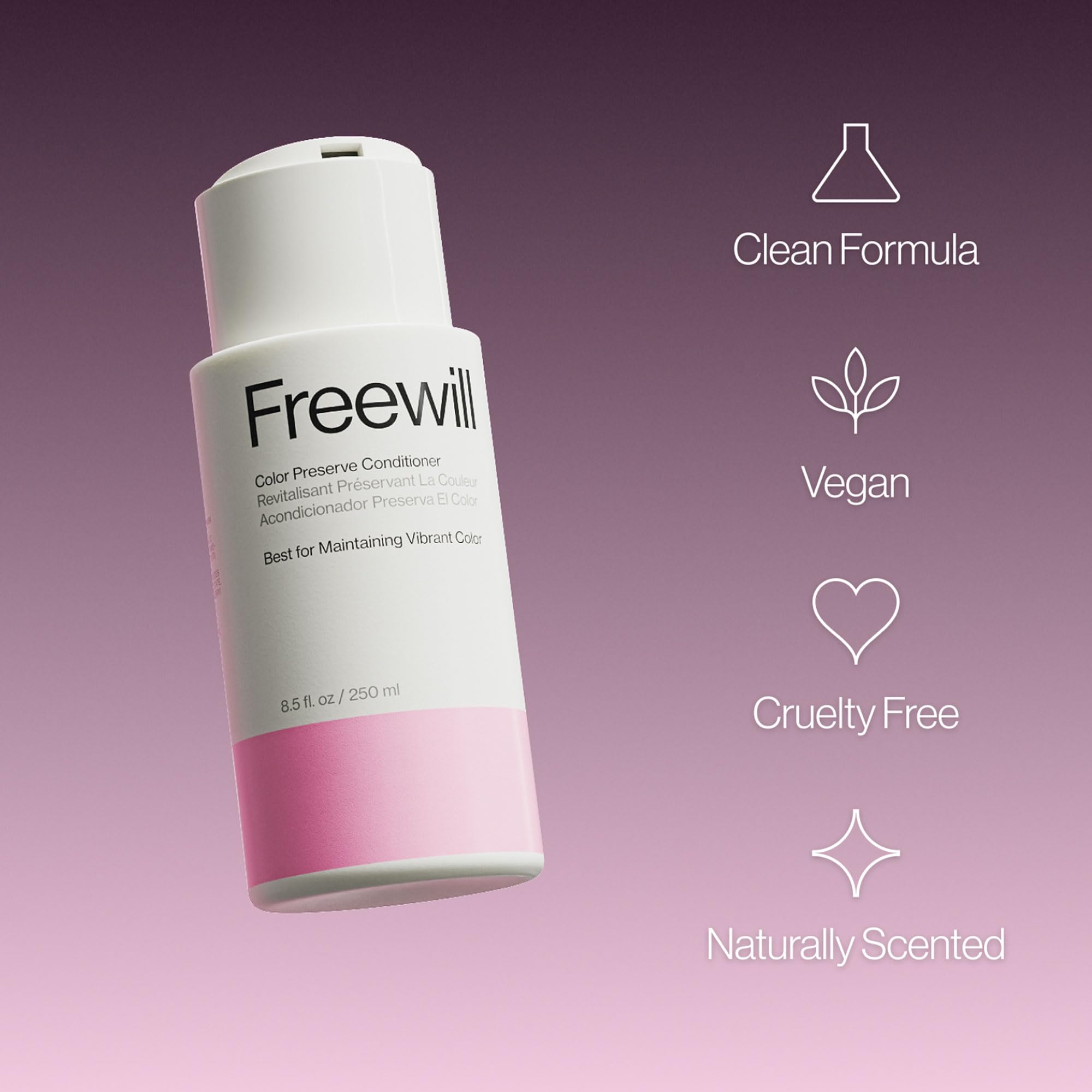 Freewill Color Preserve Conditioner jar close-up highlights rich moisturizing formula
