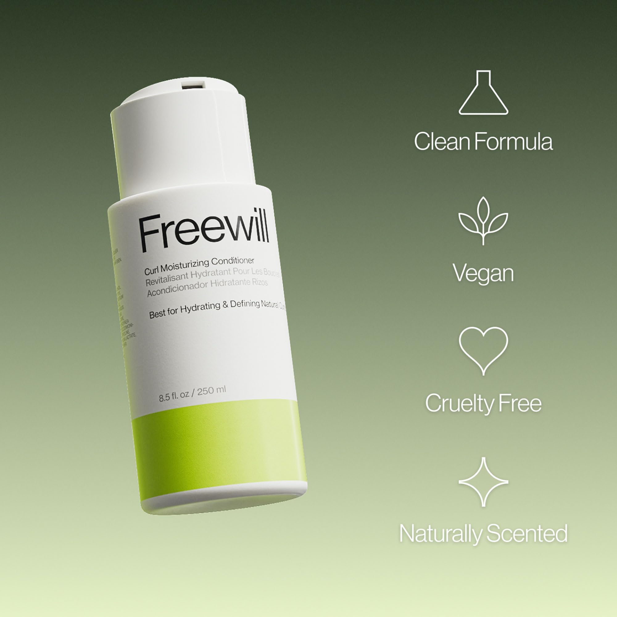 Close-up of Freewill Curl Moisturizing Conditioner texture showing creamy formula.
