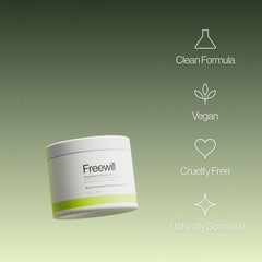 Freewill Deep Moisture Coil Cream on hands applying evenly for frizz control.