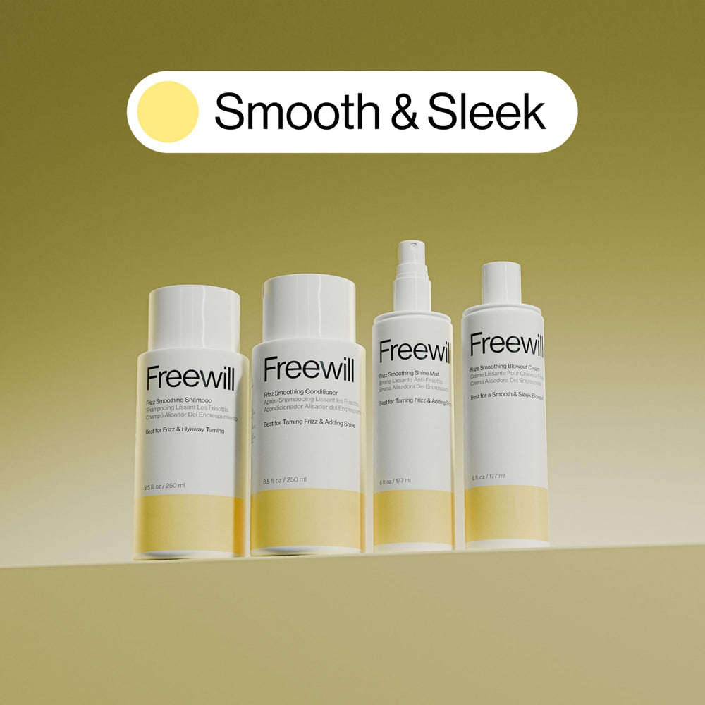 Color-treated hair before and after Freewill Frizz Smoothing Conditioner use