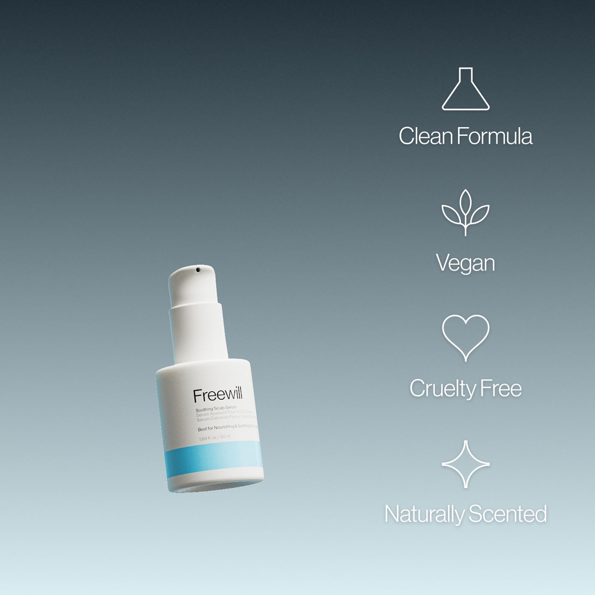 Freewill application swatch demonstrates gentle, non-drying exfoliation for flaky scalps